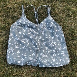 Vintage Garage Gray Floral Button-Front Cami